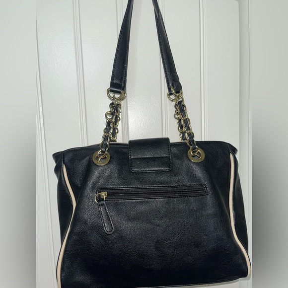 Franco Sarto Soft Leather with Chain, Creamy Tan and Black, Purse Tote - Picture 8 of 16